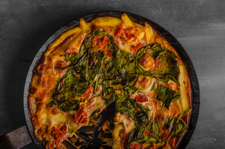 Vegetable frittata in oven, simple vegetarian foodの写真素材