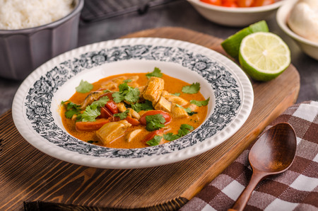 Delicious chicken curry with vegetable, food photographyの写真素材