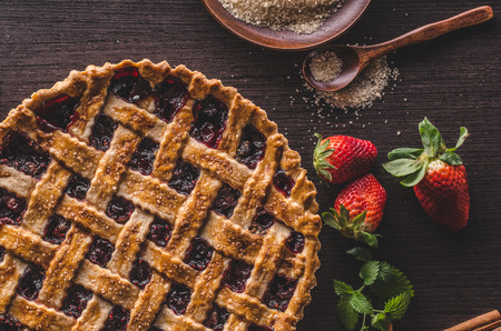 Berries rustic tart, delish homemade food from organic berries,