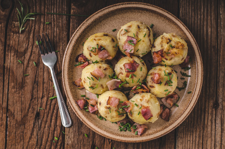 Bacon dumplings food, original czech foodの写真素材