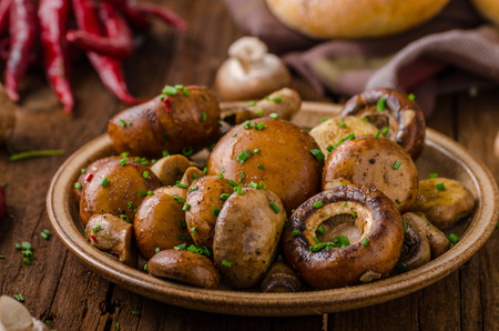 Mushrooms salad, parmesan and mayo tartar sauceの写真素材