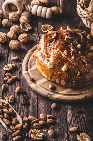 Czech cake chrismas celebration, delish cake with nuts and walnuts, food photography, food stock, food advertismentの写真素材