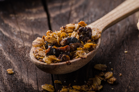 Vanilla pudding with homemade granola, delish simple dessert, food photography, food stockの写真素材