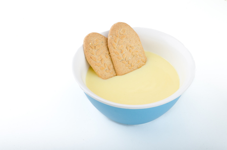 Vanilla pudding with homemade granola, delish simple dessert, food photography, food stockの写真素材