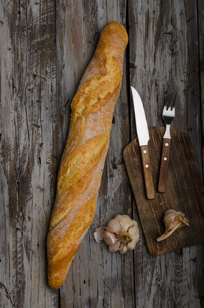Fresh baguette delish crispy, food photography, vintage food stockの写真素材