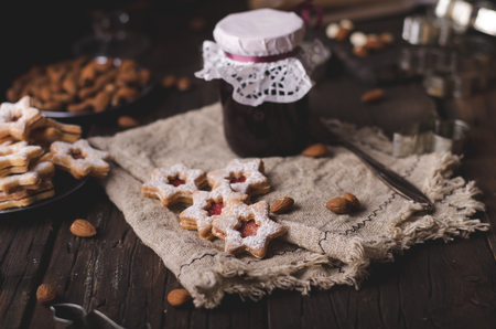 Christmas time, homemade christmas cookies vintage style, delicious cookiesの写真素材