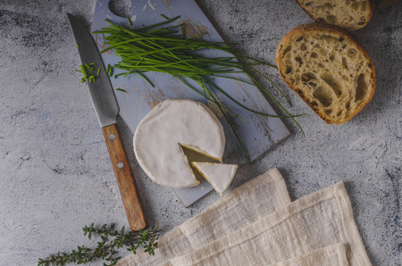 Fresh organic cheese, homemade with herbs and crispy pastryの写真素材