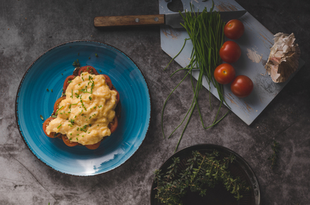 Wholemeal bread sandwitch, fresh vegetable and eggsの写真素材