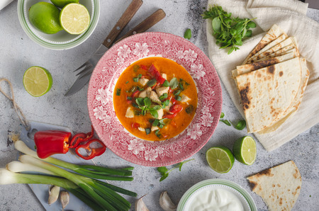 Spicy and delish indian food, with fresh vegetable and lime juice inside garlic dip