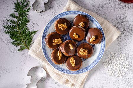 Traditional christmas czech cookies, vintage styled photo
