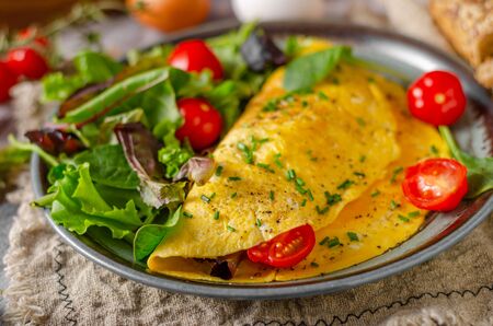 Delicious and simple egg omelette with herbs