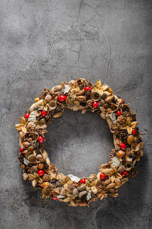 Beautiful advent wreaths all homemade from nature supplyの写真素材