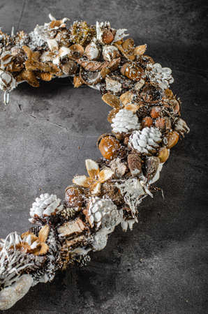 Beautiful advent wreaths all homemade from nature supplyの写真素材