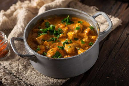 Original chicken curry with spicy jalapeno peppersの写真素材
