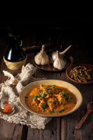 Original chicken curry with spicy jalapeno peppersの写真素材