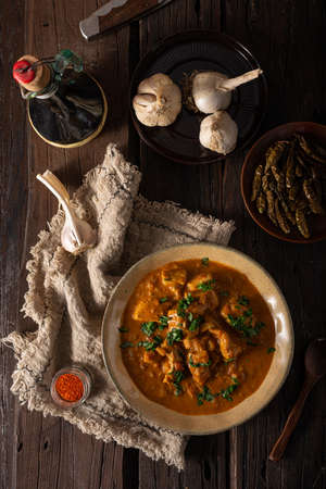 Original chicken curry with spicy jalapeno peppersの写真素材
