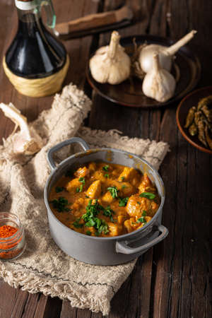 Original chicken curry with spicy jalapeno peppersの写真素材