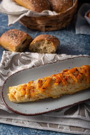Delicious omelette from organic eggs with chilli and cheddarの写真素材