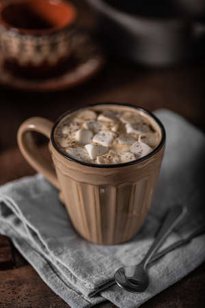 Delicious and simple beverage with chocolate sticksの写真素材