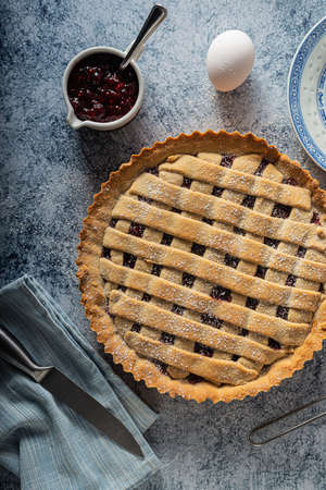 Delicious pie with nuts and sugar, organic foodの写真素材
