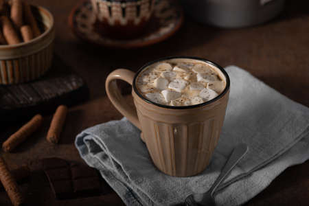 Delicious and simple beverage with chocolate sticksの写真素材