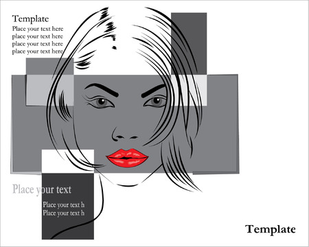 Beautiful woman with red lips  template のイラスト素材