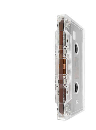 A clear plastic audio cassette isolated on whiteの写真素材