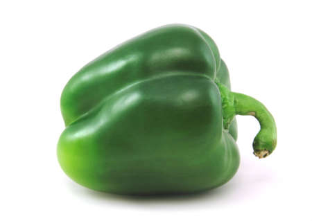 A green pepper isilated against a white backgroundの写真素材
