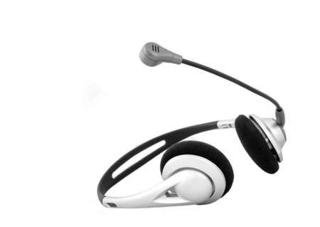 A typical headset on a white backgroundの写真素材