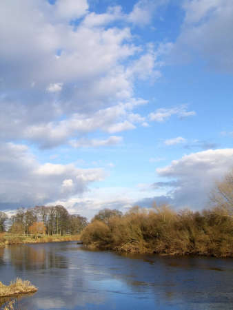 River scene with beautiful sky