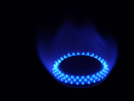 Blue flame of a camping stove ring