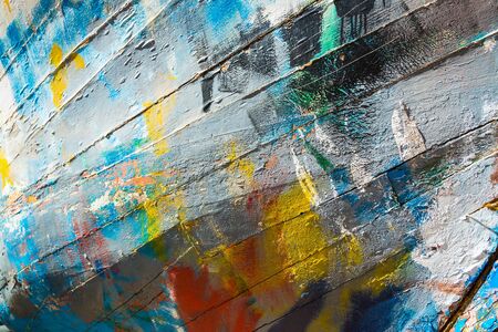 Colours of an old wooden fishing boat.の写真素材