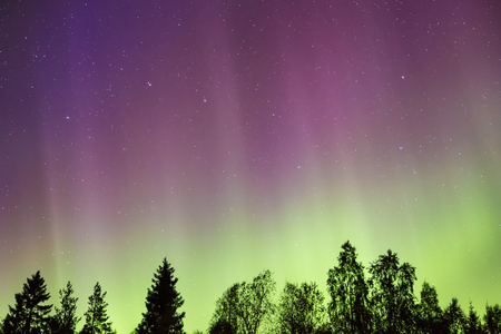 Colorful Northern lights (Aurora borealis) in the skyの写真素材