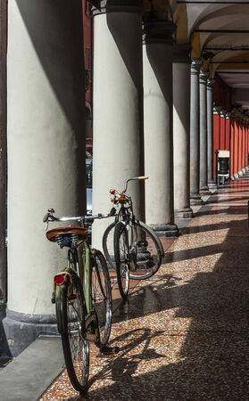 General views of the streets and architecture of the italian city of Bolognaの写真素材