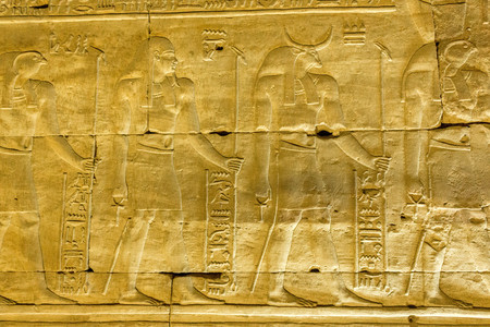 Hieroglyphic wall in an Egyptian templeのeditorial素材