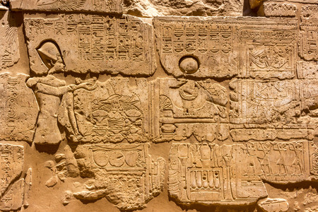 Hieroglyphic wall in an Egyptian templeのeditorial素材