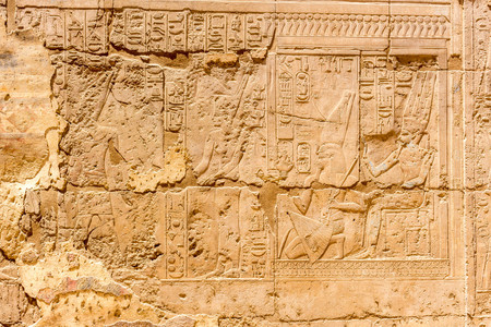 Hieroglyphic wall in an Egyptian templeのeditorial素材