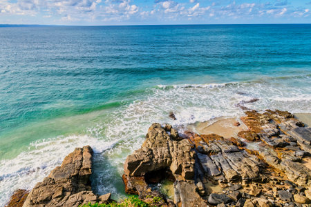 Australia Gold Coast Beach Stone Waterの写真素材