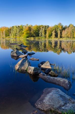 Autumn Swedish reflections の写真素材