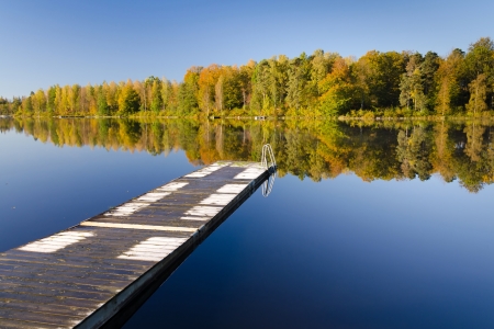 Swedish lake in frosty morning の写真素材