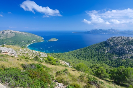 Pollenca bay - hill viewの写真素材