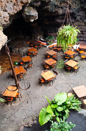 Restaurant in volcano caveの写真素材