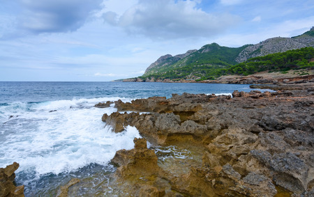 Idyllic Majorca sea shore in cloudy dayの写真素材