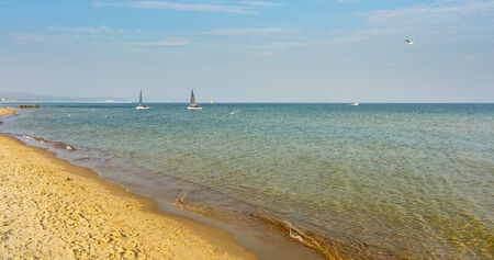 Polish sea beach in autumn seasonの写真素材