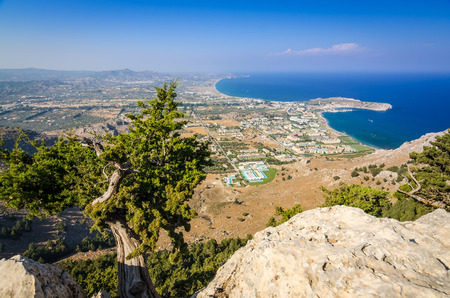 View from east side of Tsambika mountain topの写真素材