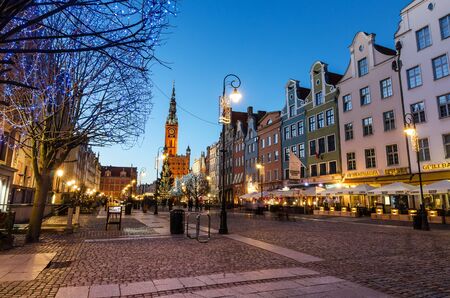 GDANSK, POLAND - DECEMBER 29, 2016: Christmas tree and decorations in old town of Gdansk, Poland....