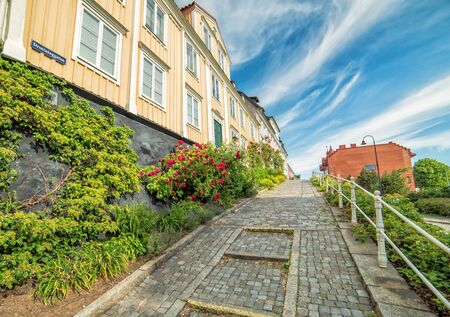 Old street in Karlshamn in summer sceneryのeditorial素材