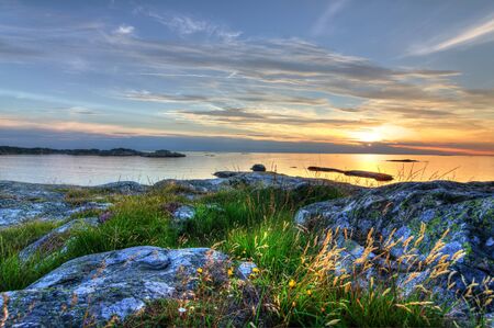 Beautiful sunset on Swedish west coastの写真素材