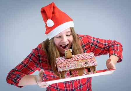 Greedy Xmas girlの写真素材