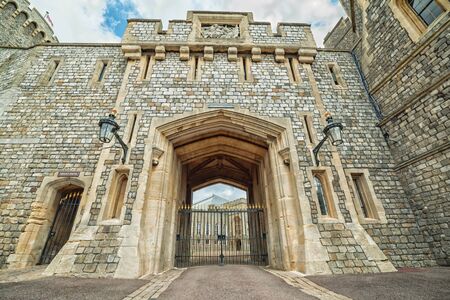 WINDSOR, ENGLAND - JULY 10, 2016: View for entry gate in Medieval Windsor Castle. Windsor Castle is a royal residence at Windsor in the English county of Berkshire, built in 1066 yearのeditorial素材